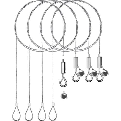 

MYCOLO Picture Rail Wire Hooks, Extra Small, 1mm Diameter, Stainless Steel, Adjustable Height, for Hanging Picture Frames, Paintings, Photos, Clocks (