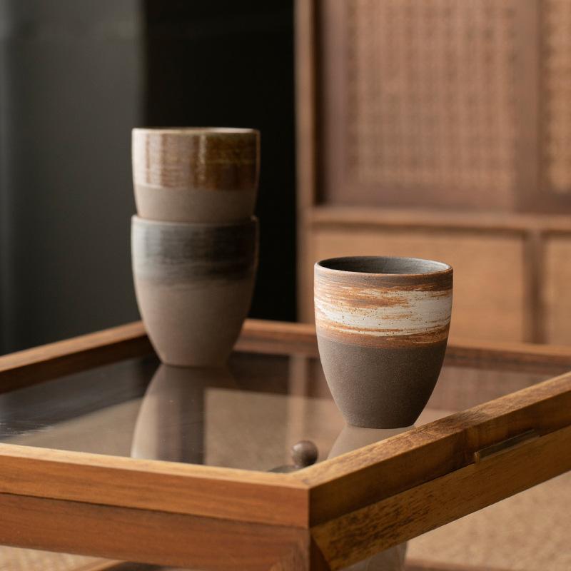 Ceramic Personal Cup Coarse Pottery Tea Cup Retro Teacup Outdoor Camping Cup Creative Teacup