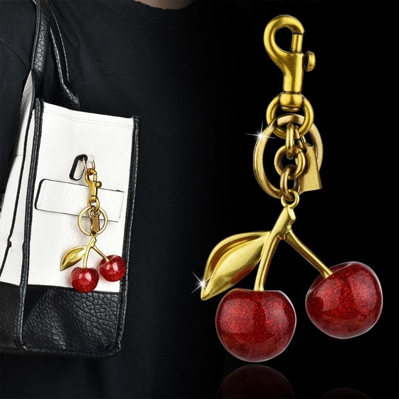 Set of 2 Handmade Phone Lanyard Cherrys Pendant Keychain Detachable Phone Chain Portable Keyring Accessory for Women Men