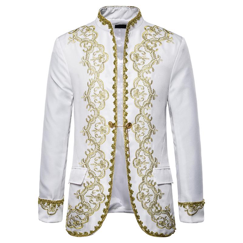 Peito moda festa ouro glitter masculino europeu ouro incrustado presente vestido ópera palco terno respirável