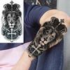 Tiger Flower Temporary Tattoos For Women Men Realistic Lion Scorpion Vampire Skull Compass Fake Tattoo Sticker Forearm Tatoos