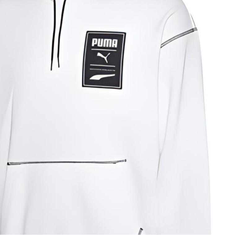 Puma Sporty Casual Printed Hoodie Men Tops White 597886-02