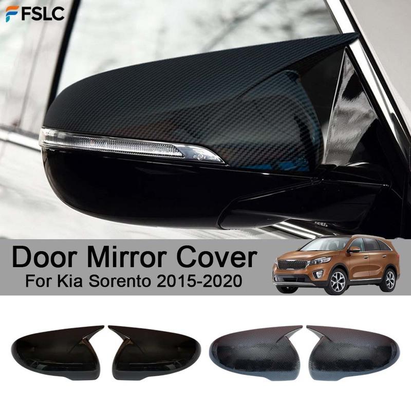 Car Rearview Accessories Door Mirror Cover For Kia Sorento 2015- Carbon Fiber Black Car Decoration Styling Upgrade