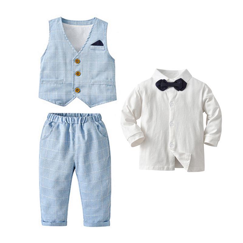 Kids' Spring/Autumn Vest & Suit Set - Baby Gentleman Formal Wear for Boys
