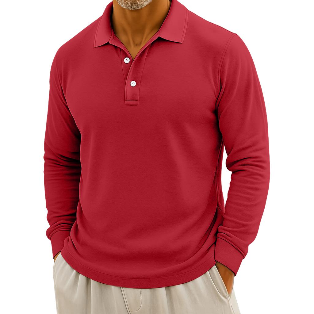 Men's Casual Solid Color Button Long Sleeve Top