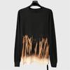 Men's Dark Style Round Neck Cotton Top - Spring/Autumn Flame Design