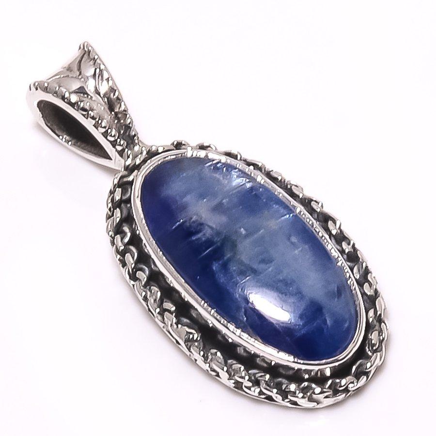 Natural Kyanite Gemstone Handmade 925 Solid Sterling Silver Pendant 1.18" M0G20