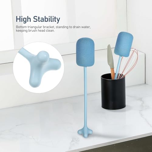 Long Handle Sponge Bottle Brush, Porous Sponge Cleaner, Scratch-Free for Baby Bottles, Glasses, Bowls, and Dishes