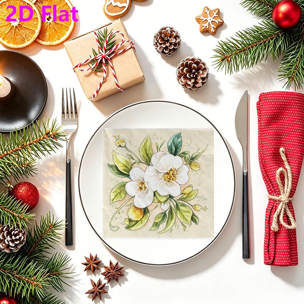 20pcs Disposable Napkins with Flowers, Birds Pattern Print for Wedding,Parties,and Daily Use for Thanksgiving Fall Christmas Table Decoration
