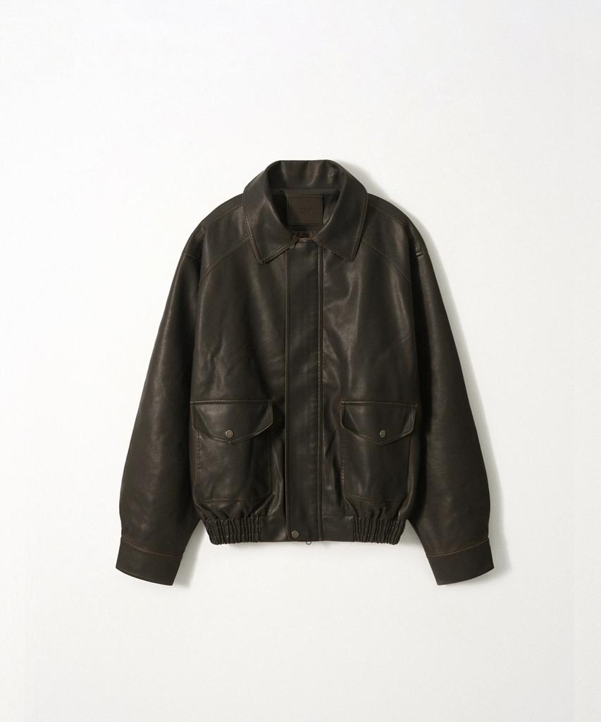 EZIO Faux Leather Blouson Jacket_Brown