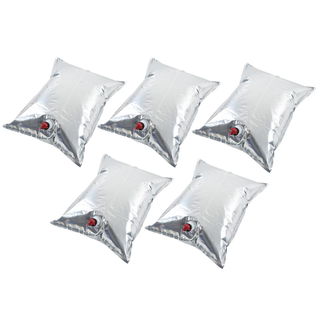 5 Pz Sacchetti per Bevande Liquidi Impermeabili BIB Sacchetti per Conservazione Liquidi Alluminizzati 20L con Valvola a Farfalla