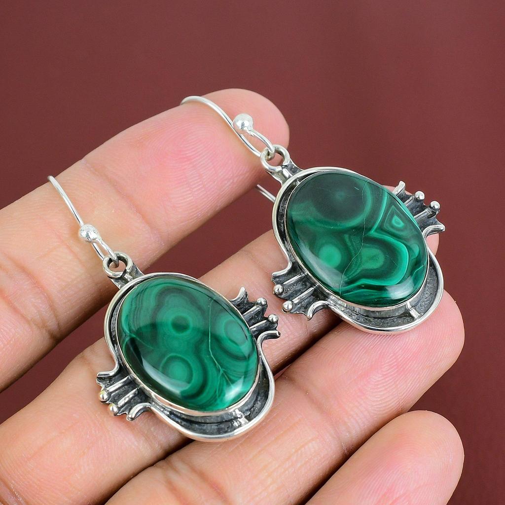 Malachite Earring Gemstone Jewelry Handmade Earrings 925 Sterling Silver Earring Dainty Malachite Jewelry Brand New Earring Engagement Gifts