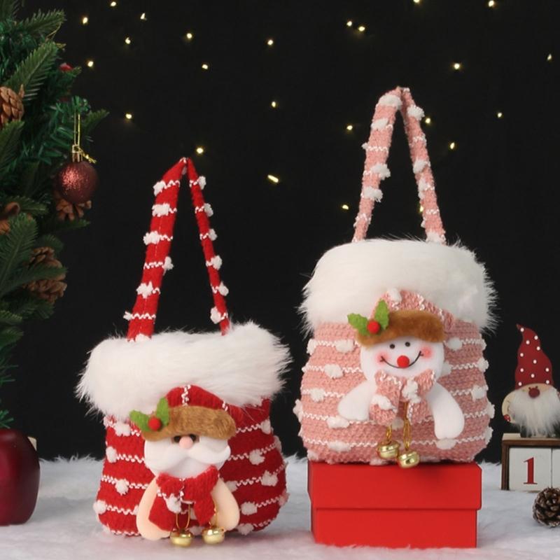 Holiday Gift Sacks Candy Handbag  Snowman Santa Gift Bag For Christmas Parties Family