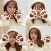 Cute Plush Cat Paw Gloves Thickened Fleece Warm Winterproof Half-finger Gloves Comfortable Soft Fabric Gloves for Adults Children