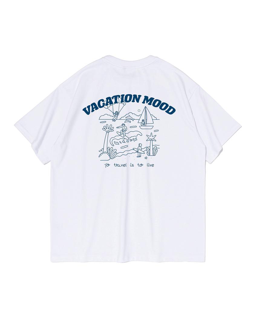 ANALOG MOOD Summer Vacation Mood Short Sleeve T-Shirt (White)