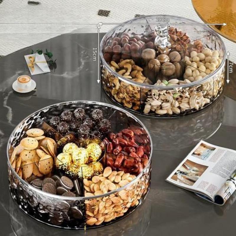 Soggiorno Tavolino da caffè Tavolo da pranzo Scatola per frutta secca Casa Vassoio per caramelle multi-scomparto con coperchio Scatola per frutta Ultimo Vassoio per snack Unico alla moda