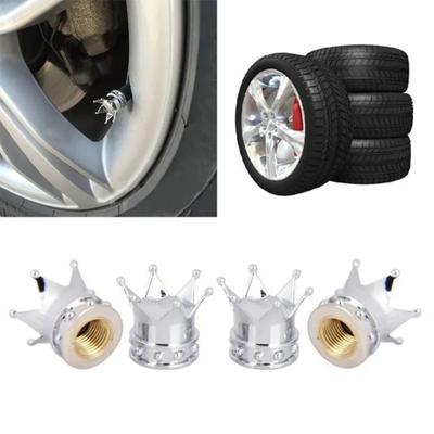 4Pcs Crown Shape Car Tire Air Valve Stem Caps Dustproof Anti-rust Caps Wheel Stem Covers Auto Truck Motocycle Bike Accessories
