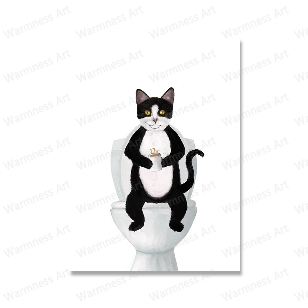 Schwarze Katze, Verbrecherfoto, Wandkunst, Leinwand, Poster, Orange Tabby, Wein trinkend, Drucke, Gemälde, Badezimmer, Zimmer, dekorative Toilettenbilder