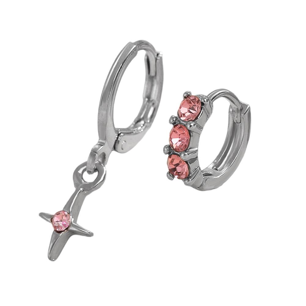 Ins Colored Zircon Earrings And Rings For Women Sweet Cool Mango Star Feather Stud Jewelry