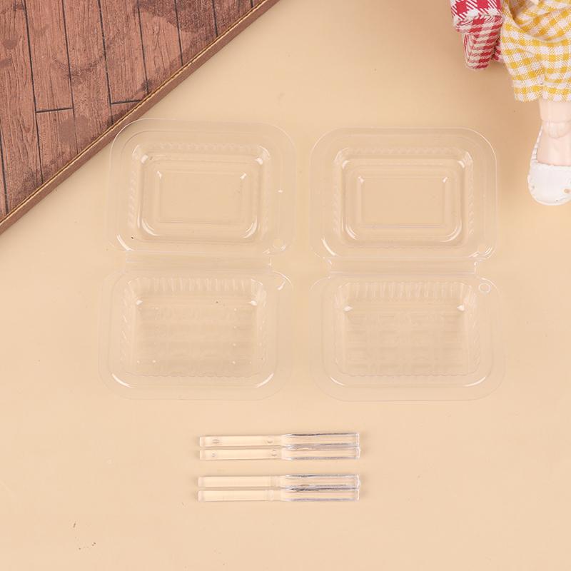 1/12 Dollhouse Clear Disposable Chopsticks Lunch Box Collection Dollhouse Mini Tableware Model Accessories DIY Doll Kitchen Scene Decor