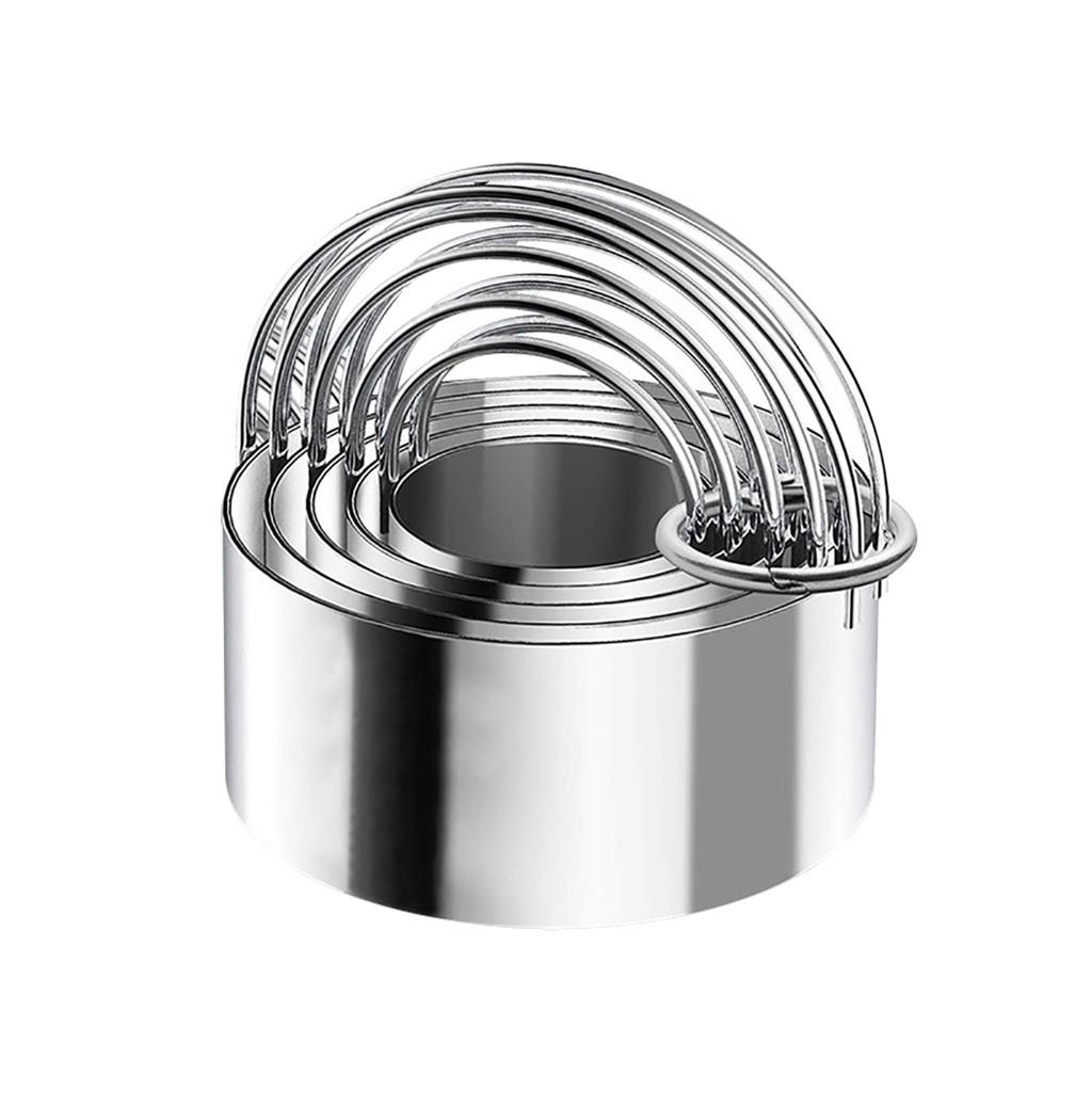 5pcs Round Cookies Cutter Set Circle Pastry Cutters Stainless Steel Biscuit Cutter With Handle Professional Cookies Cutter Tool серебряный