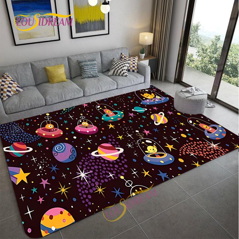 Cartoon Space Universe Planet Carpet for Living Room Bedroom Sofa Area Rug Kitchen Door Un-slip Floor Mat Alfombra Birthday gift