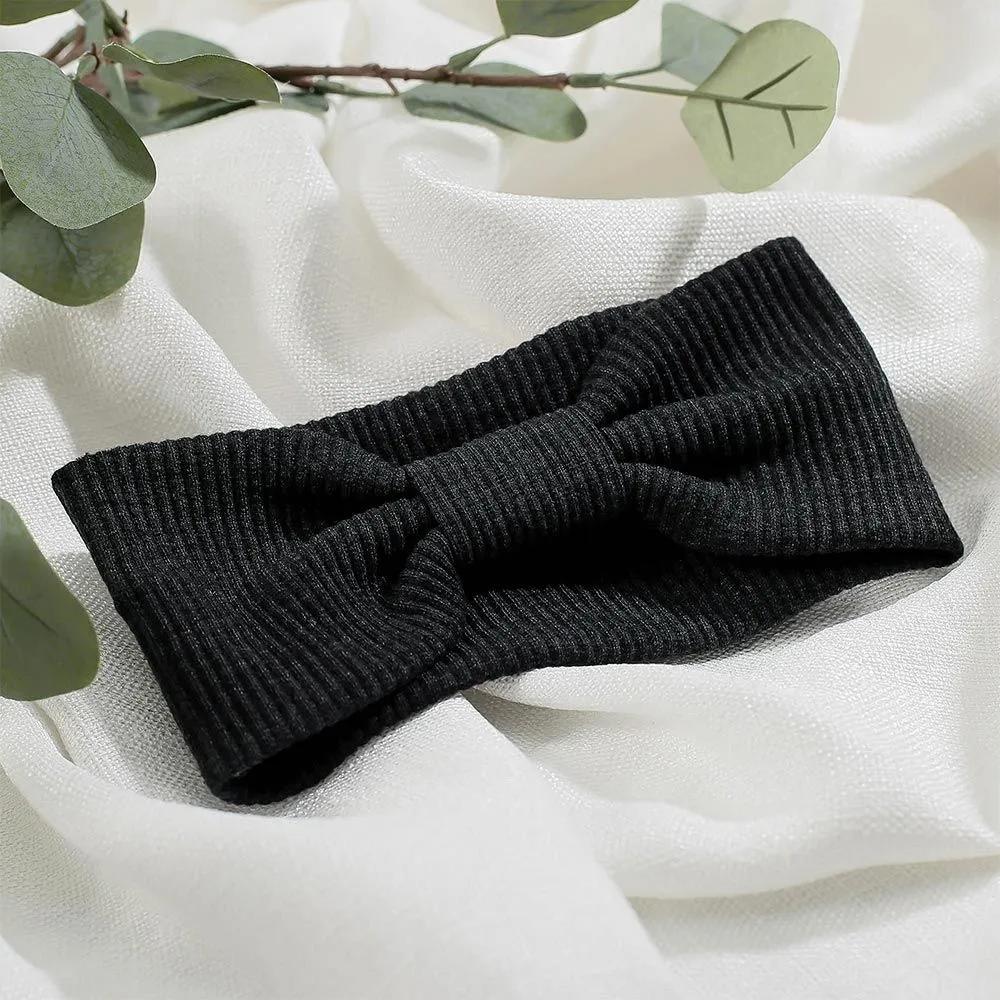 Daily Headband Designer Headband Angel Scrunchie Ribbon Ribbed Turban Dark Gray