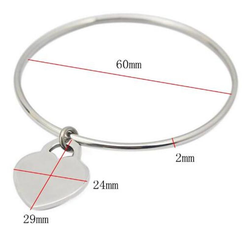 Silver color Heart Charm Bracelet Women Stainless Steel Wire Bangle Bracelet Charm Jewelry High Quality