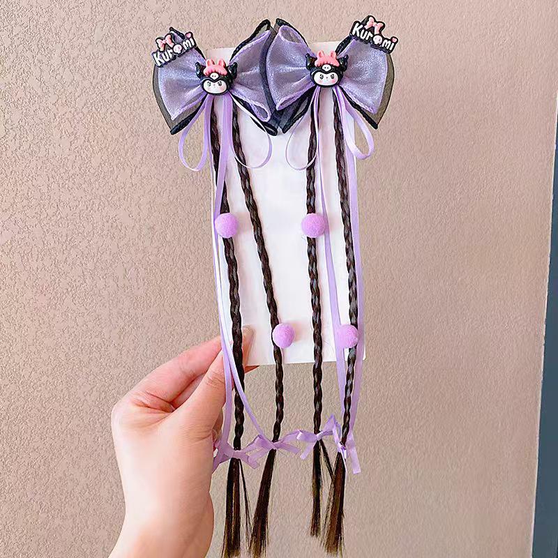 Kuromi Black & Purple Hair Accessories - Cute Bow Hair Clips for Girls and Babies