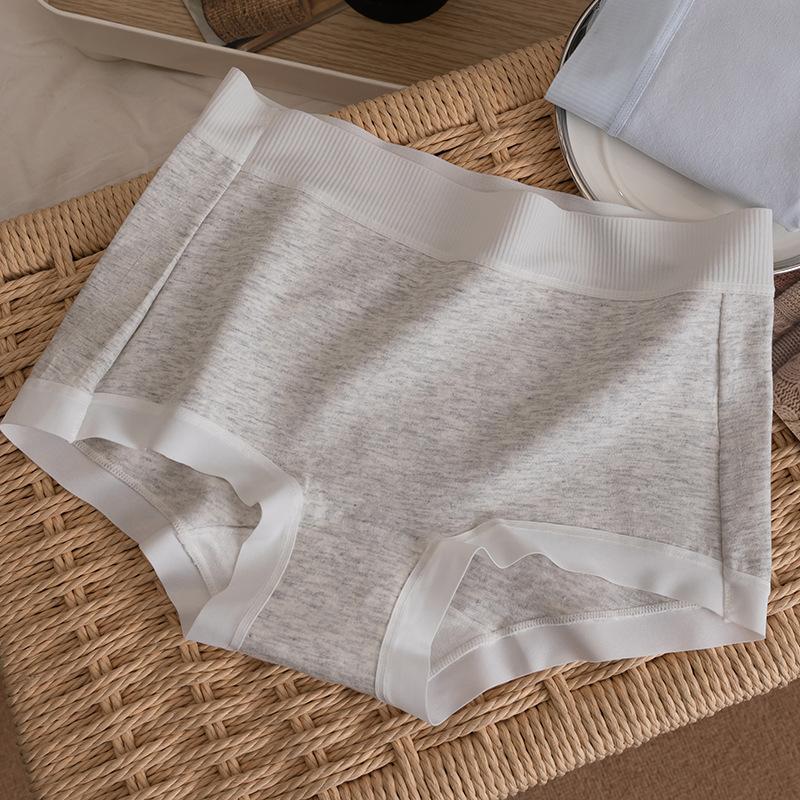 Women's Spring and Autumn Pure Cotton 7A Antibacterial Crotch Hips Mid Waist Flat Angle Underwear