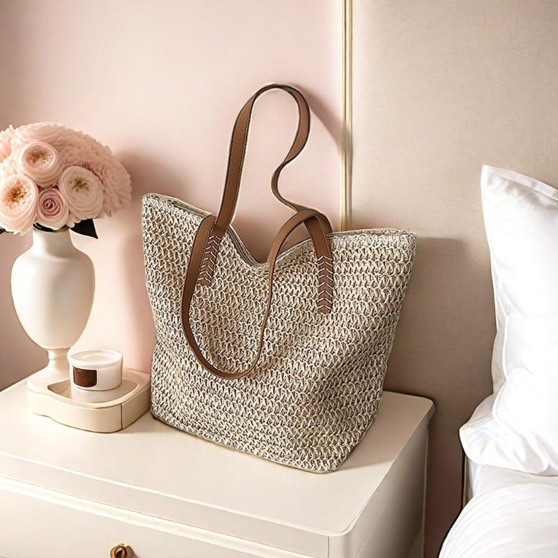 Casual large capacity woven handbag summer beach straw bag shoulder underarm tote bag
