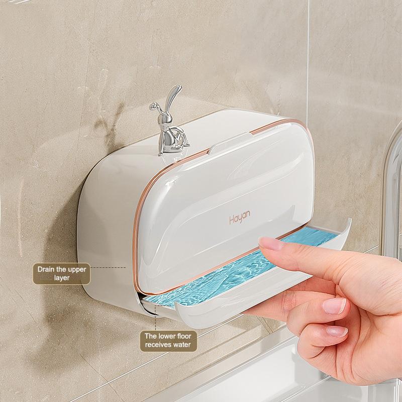 1 Stück Wandmontierte Bohrerfreie ABS Große Wasserdichte Seifenschale mit Abtropfbox Stilvolles Badezimmerzubehör