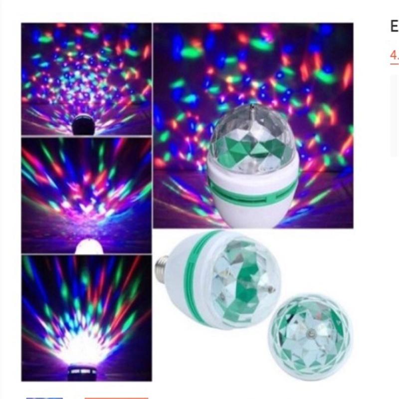 E27 3w Led Voice Automatic Rotating Stage Lamp Prismatic Shell Shape Crystal Light Bulb For Disco