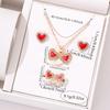 4 Piece Set Women Oil Dripping Love Highend Feeling Diamond Studded Fashionable Peach Heart Ring Earring Necklace Set Accessorie