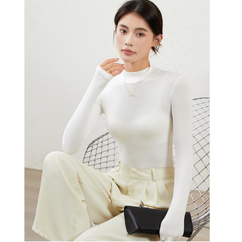 Plus-size Women's Turtleneck Pullover Long Sleeves Slim Fit Simple Basic Solid Color Top Bottoming Shirt Female Knitted Base Shirt