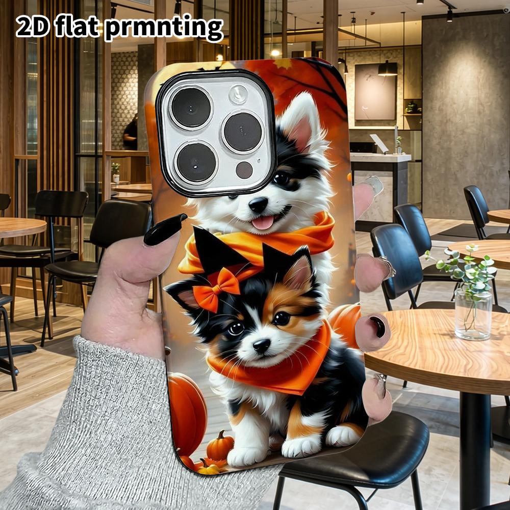 Phone Case: 2D Flat Design Suitable for iPhone 18 17 16 15 14 13 Pro Film Protective Case, Couple Style, Three-color Little Dog, Christmas and Hallowe