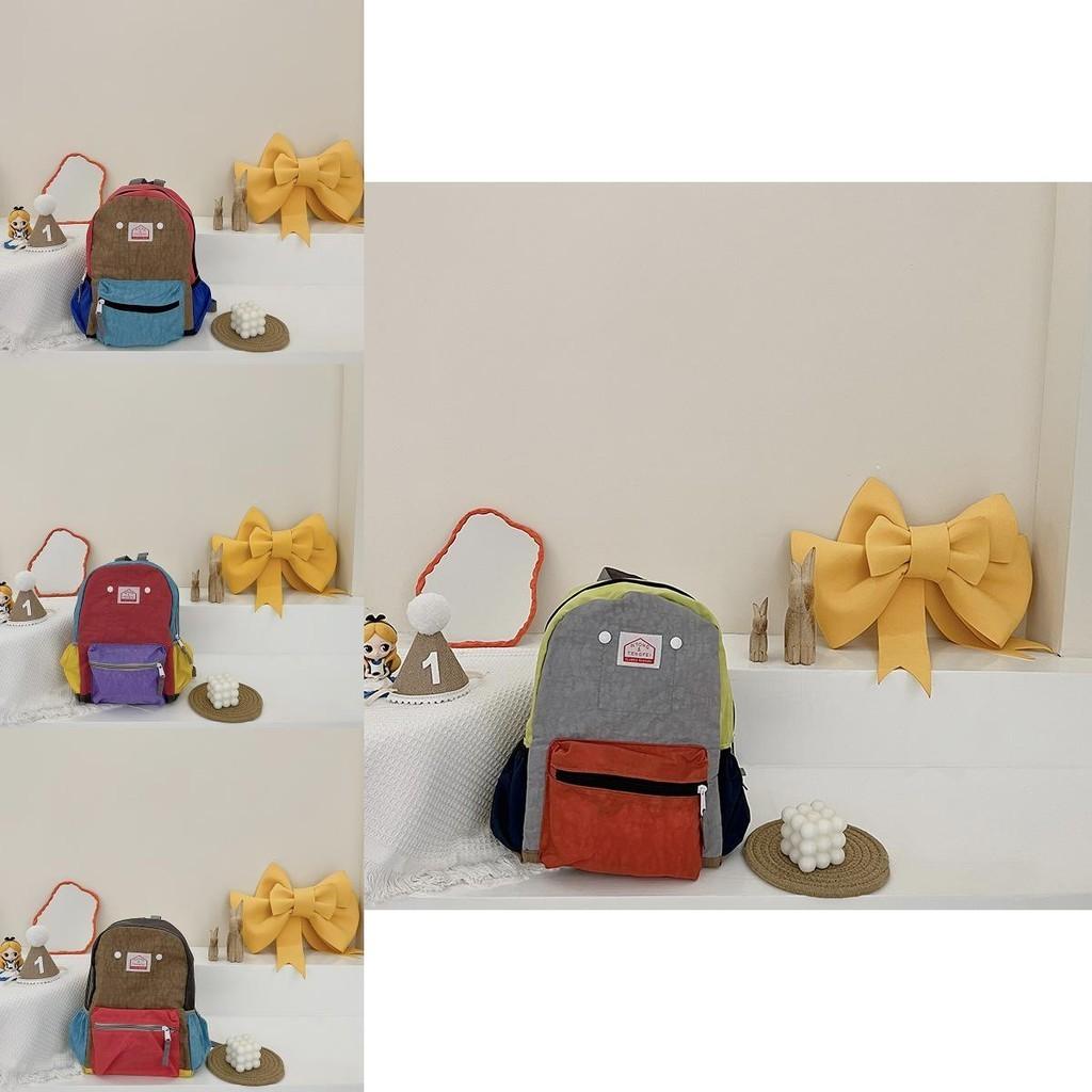 Color Block Design Children's Backpack Stylish And Breathable School Bag