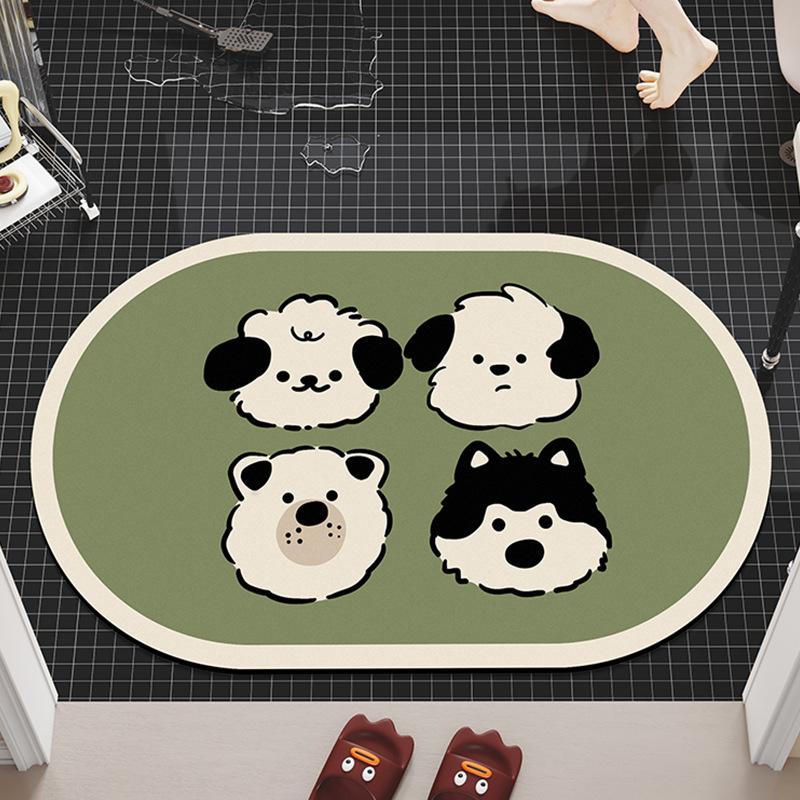 

Diatom Mud Bathroom Floor Mat Cartoon Puppy Dirty-resistant Anti-slip Mat Household Moisture Absorbing Fast-dry Foot Mat Bathroom Entrance Mat 40 * 60cm