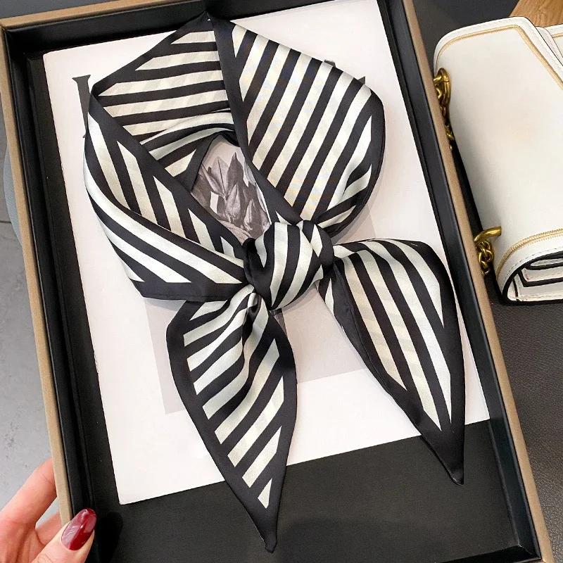 Fashion Print Hair Ribbon Scarf Women Neck Tie Bag Scarfs Satin Silk Skinny Headscarves Ladies Foulard Floral Bands 2026 New