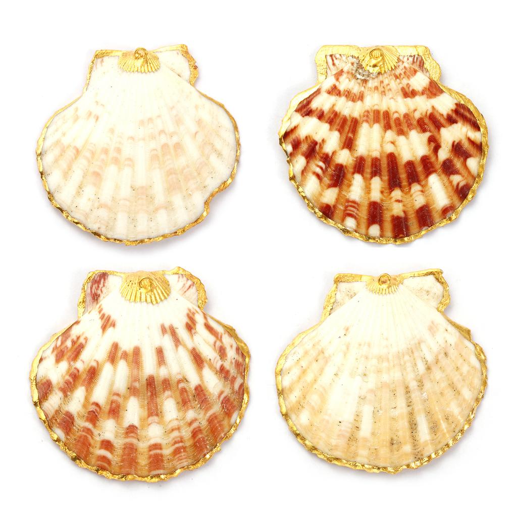 2 PCs Shell Pendants Gold Plated Scallop Conch Ocean Jewelry Charms For DIY Necklace Earrings Jewelry Making Findings