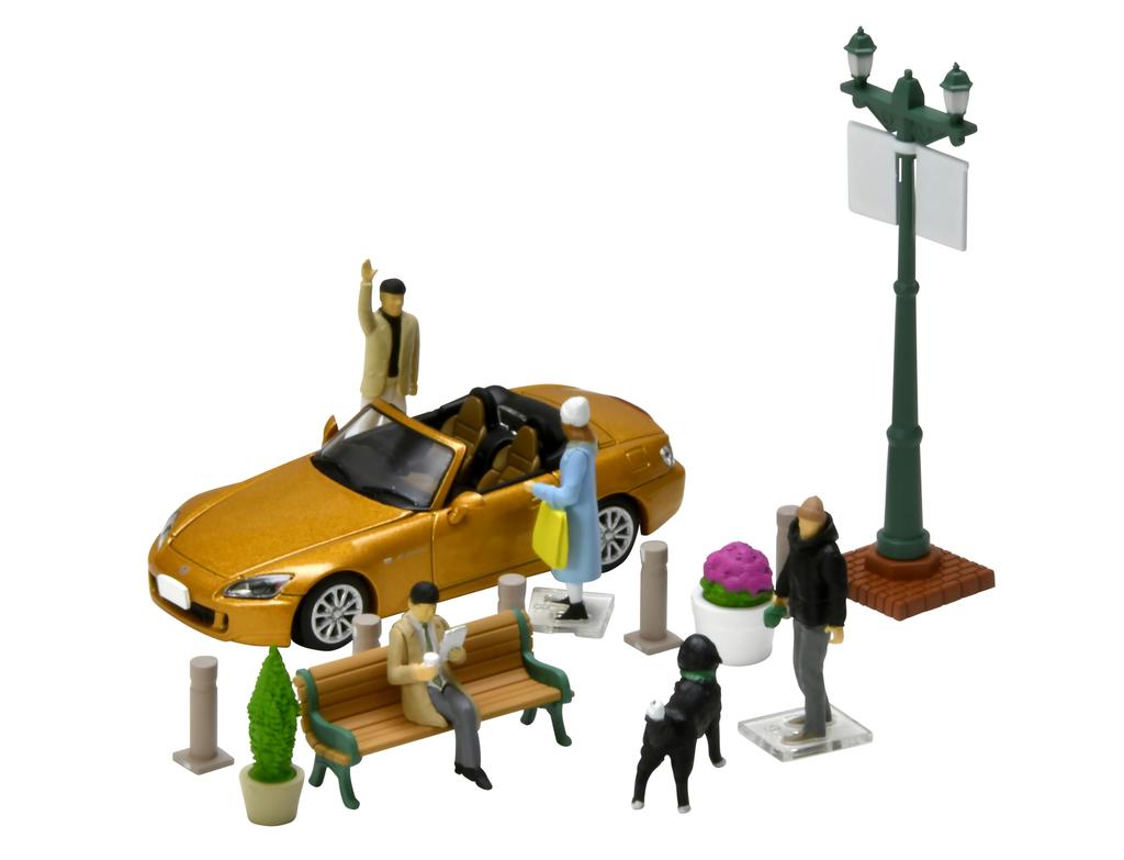 Geocolle Car Snap 22a Urban Street Corner 2 ABS Partially Mini Car Set 64# resin/PVC Dolls/accessories (painted, Assembled) + Die-cast