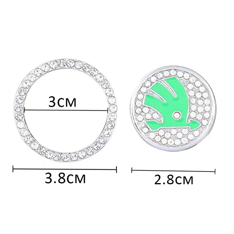 LJUL4 For Skoda Octavia 2 A7 Tour RS Fabia Rapid Kodiaq Superb Kamiq Yeti Karoq Diamond Car One-click Start Button Emblem Decoration