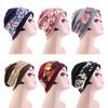 New Flower Print Bohemian Headband Hat Stretch Fabric Breathable Hair Care Cap Comfortable Flat Top Hood Women