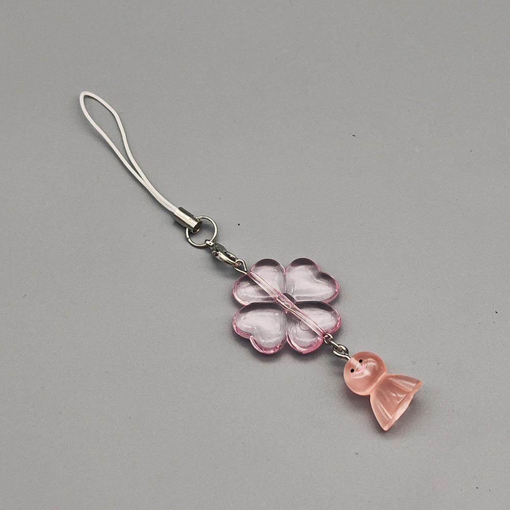 Key Chain Mobile Phone Lanyard Cellphone Strap Leaf Clover Pendant Women Girls