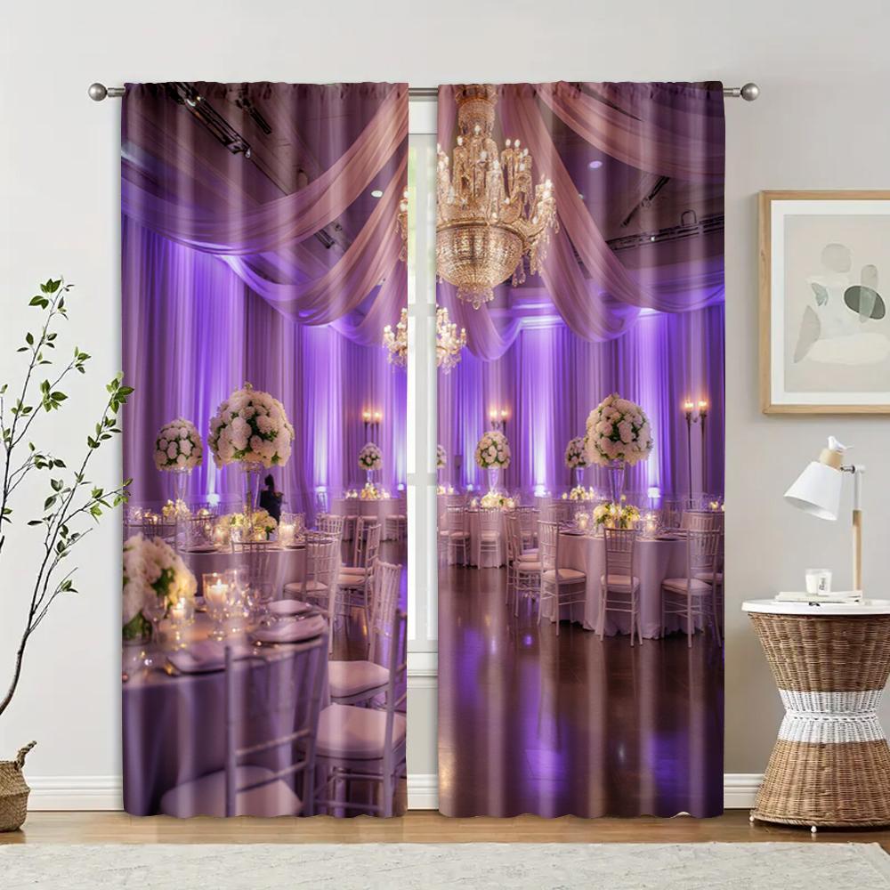 

2 pcs, filtering curtains (excluding rods, non-movable, without batteries) Elegant Deep Purple for use in bedrooms and living 29x65in(75x166cm)