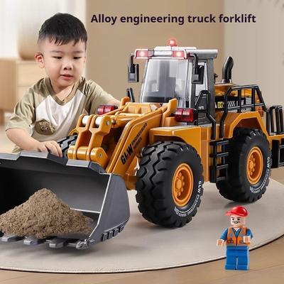 Children's Alloy Car Simulation Forklift Excavator Transport Truck Dumper Roller Model Boy Engineering Vehicle Toy