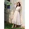 French Resort Flutter Sleeve Lace A-Line Dress