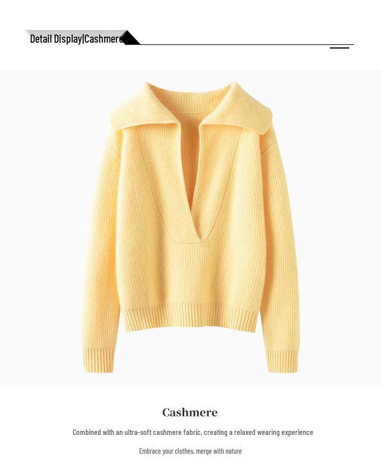 Women's Cashmere Polo Neck Sweater - Loose Fit, Versatile Autumn/Winter Knit Base Layer