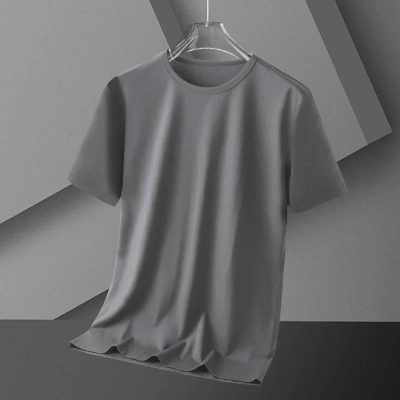 Men's Loose Fit Ice Silk Solid Color Short-Sleeve T-Shirt - Simple & Versatile Summer Style