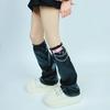 Women's Harajuku Faux Leather Flared Leg Warmers and Over Knee Socks Garter Belt Set for Punk Girls Japanese Streetwear